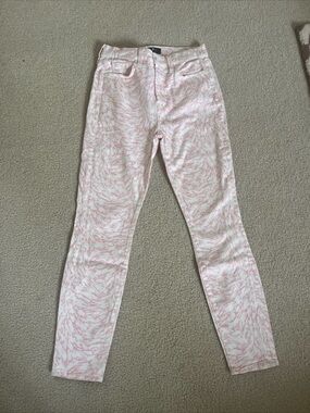 7 For All Mankind Pink and White Swirl Skinny Jeans size 26